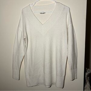 Loft Outlet Cream V-neck Sweater